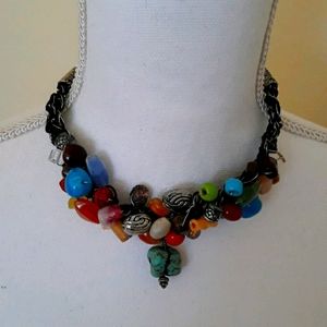 ❤💛Hand Crafted 18" Gemstone/Bead Silver Choker